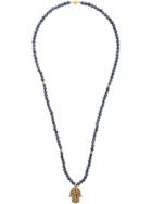 Nialaya Jewelry Hamsa Pendant Beaded Necklace - Blue