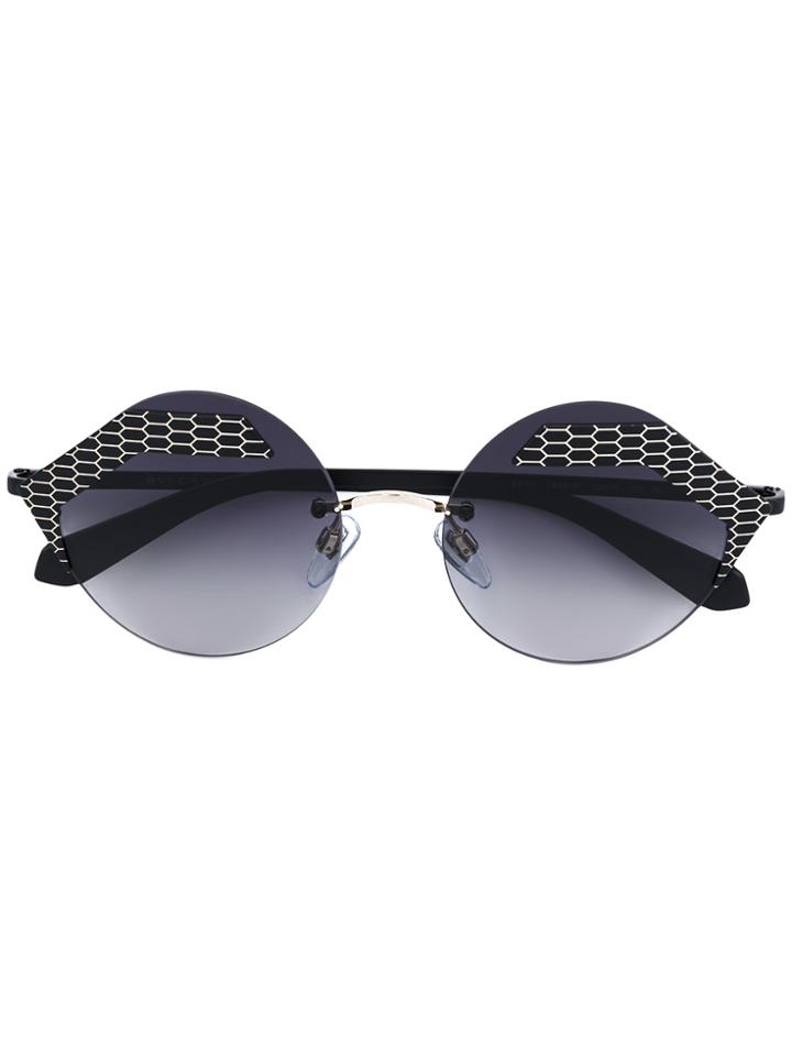Bulgari Textured Round Sunglasses - Black