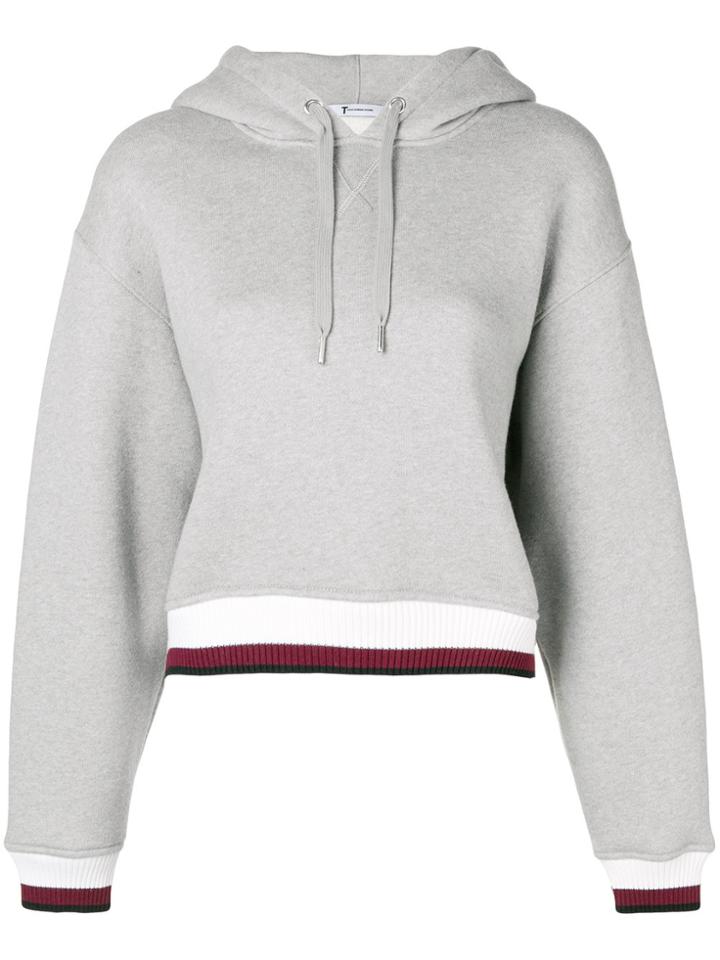 T By Alexander Wang Contrast Band Hoodie - Grey