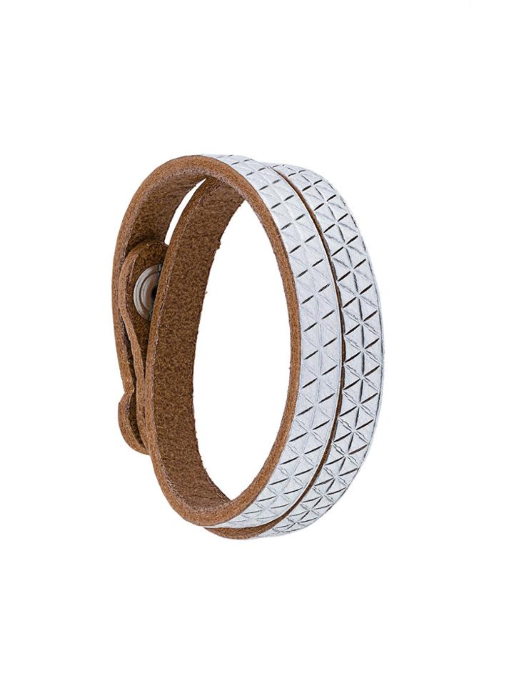 Diesel Geometric Embossed Bracelet - Metallic
