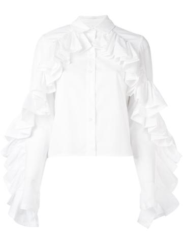 Victoria/tomas Ruffle Sleeve Shirt, Women's, Size: 36, White, Cotton