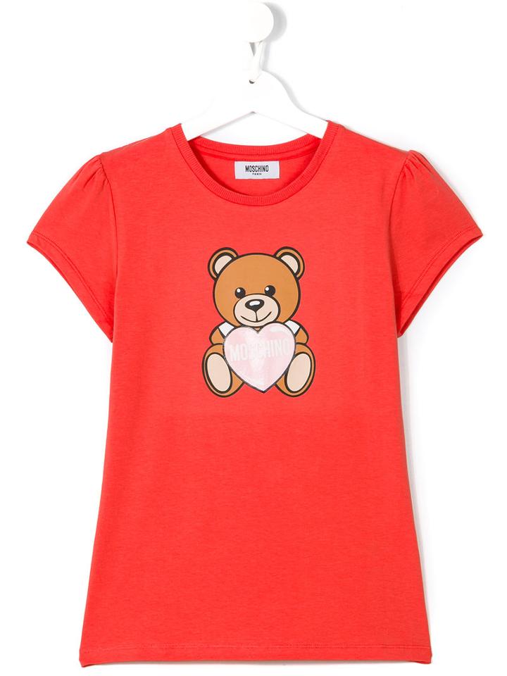 Moschino Kids Teddy Print T-shirt, Girl's, Size: 14 Yrs, Yellow/orange