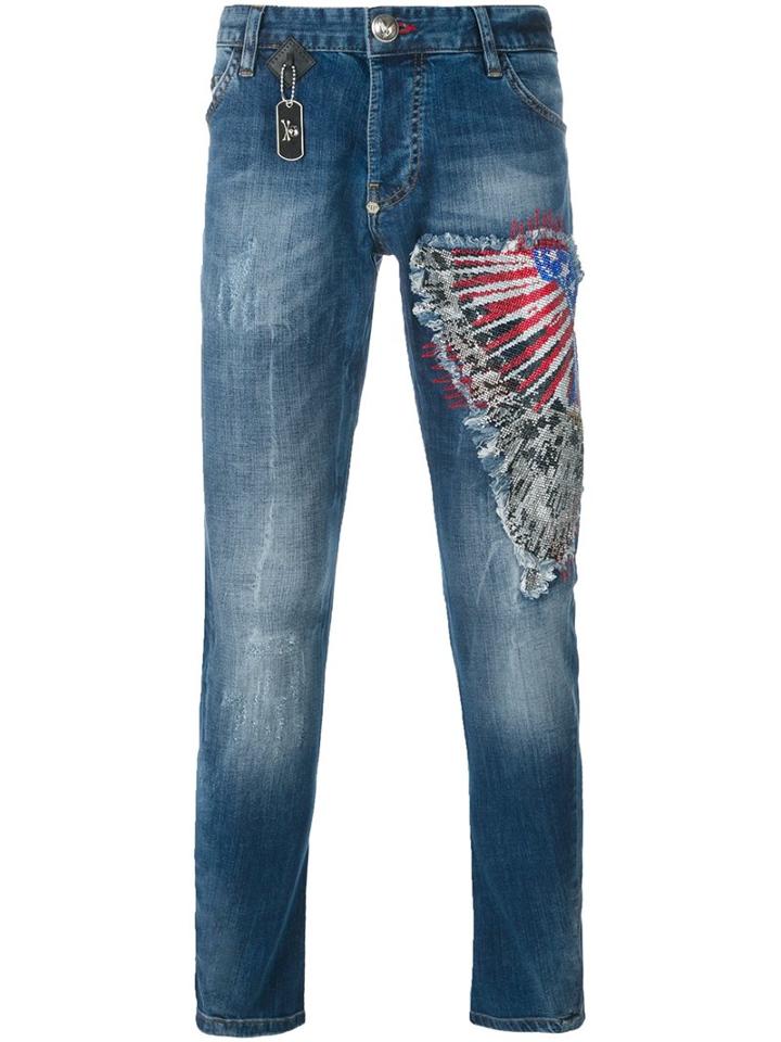 Philipp Plein 'rough' Jeans, Men's, Size: 31, Blue, Spandex/elastane/cotton