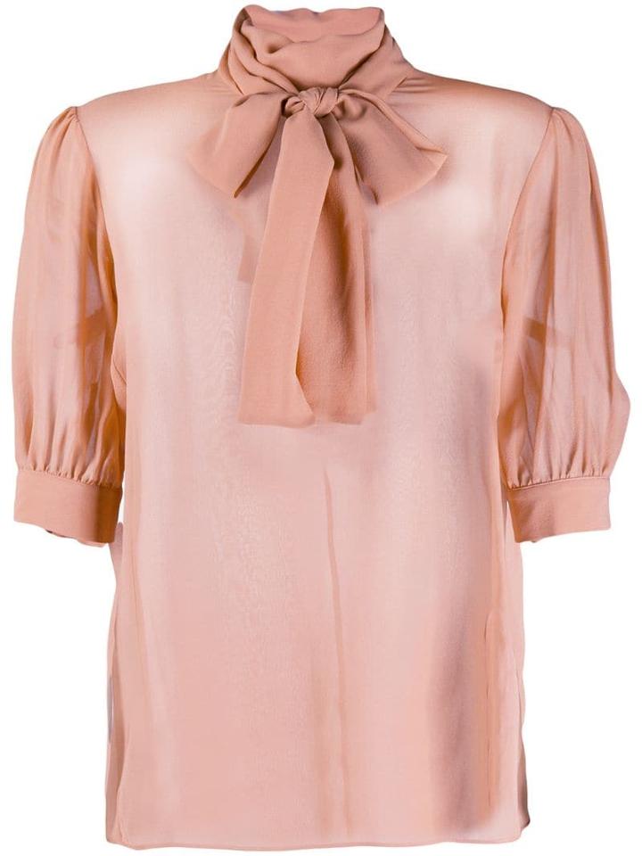 Blumarine Pussybow Short Sleeve Blouse - Pink