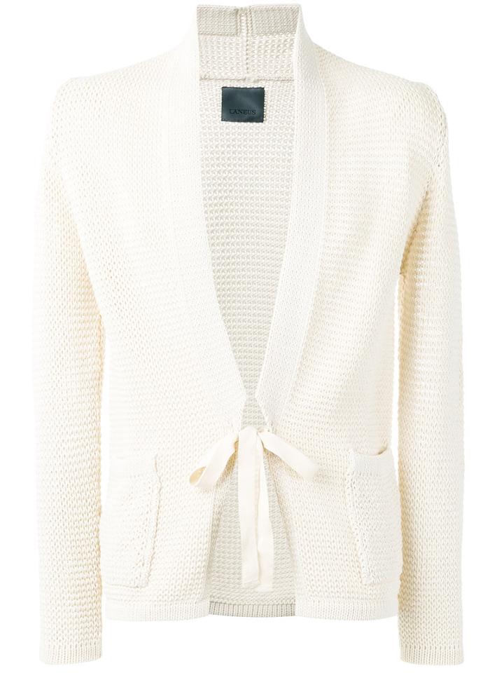 Laneus Front Knot Cardigan, Men's, Size: 46, White, Cotton/polyamide