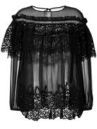Alberta Ferretti - Ruffled Blouse - Women - Silk/cotton/polyester - 42, Black, Silk/cotton/polyester