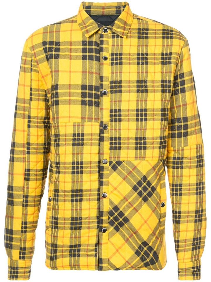 Mostly Heard Rarely Seen Quilted Plaid Shirt Jacket - Yellow