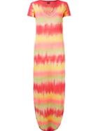 Skinbiquini Side Slits Long Tie Dye Dress, Women's, Size: P, Yellow/orange, Linen/flax