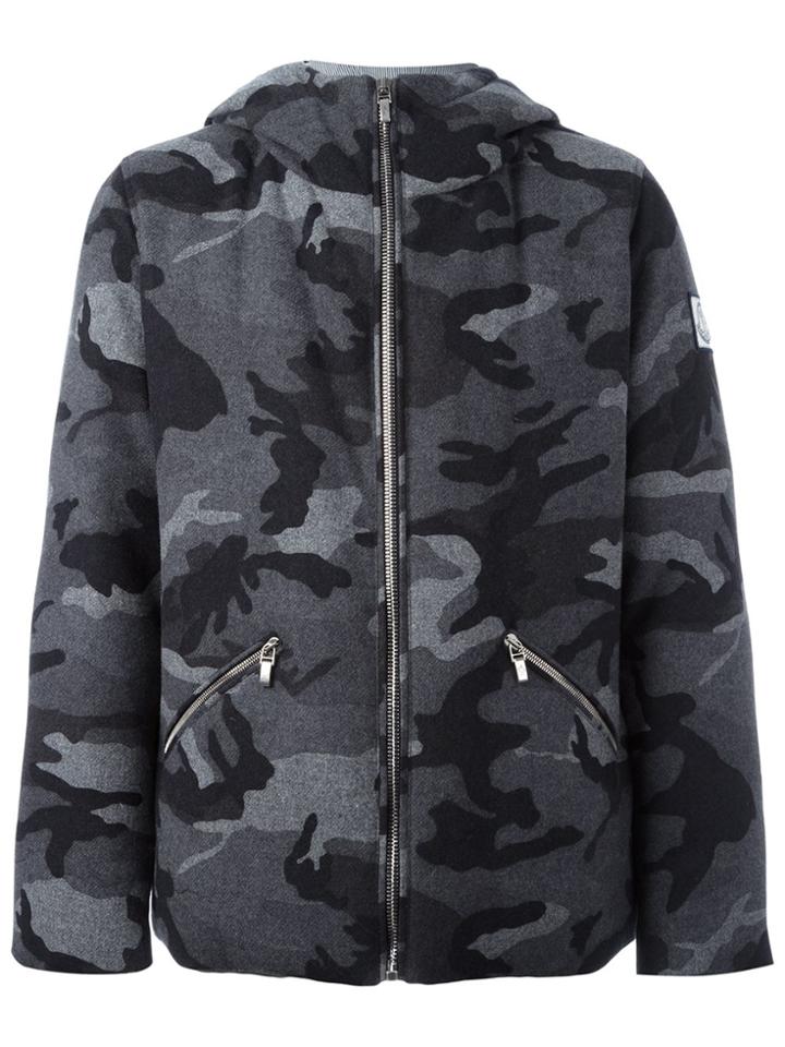 Moncler Gamme Bleu Camouflage Print Hooded Jacket - Grey