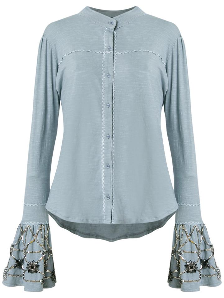 Andrea Bogosian Embellished Shirt, Women's, Size: P, Blue, Cotton