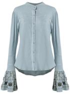 Andrea Bogosian Embellished Shirt, Women's, Size: P, Blue, Cotton