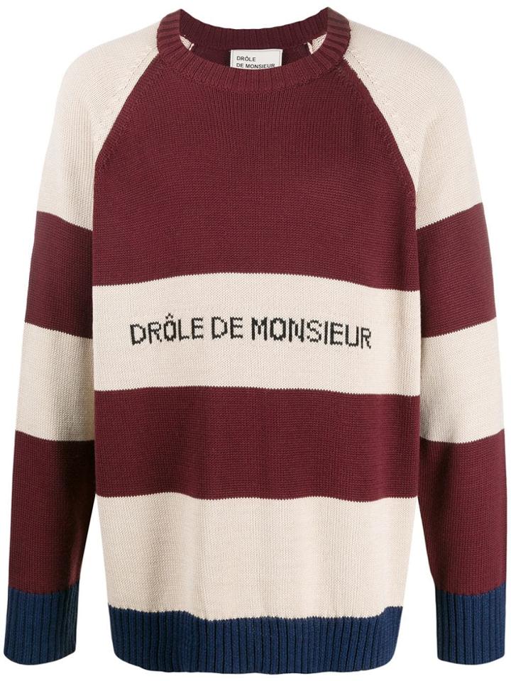 Drôle De Monsieur Striped Knit Jumper - Blue