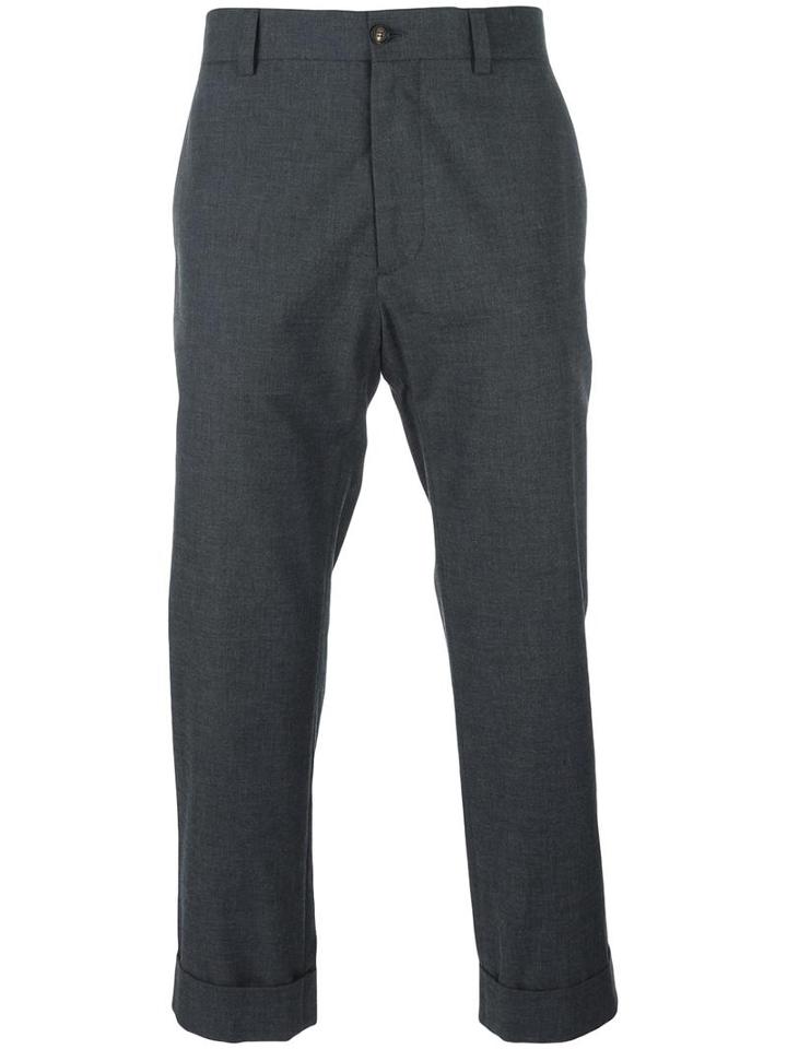 Moncler Gamme Bleu Cropped Tailored Trousers, Men's, Size: 2, Grey, Cotton/cupro