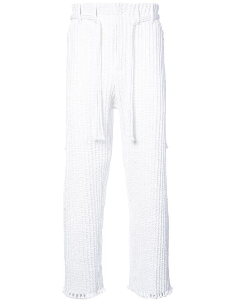 Craig Green Pleated Straight Leg Trousers - White