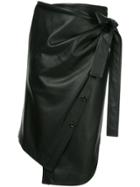 Goen.j Asymmetric Faux-leather Wrap Skirt - Black