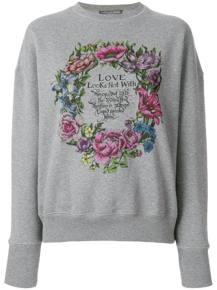 Alexander Mcqueen Love Wreath Print Sweatshirt - Grey