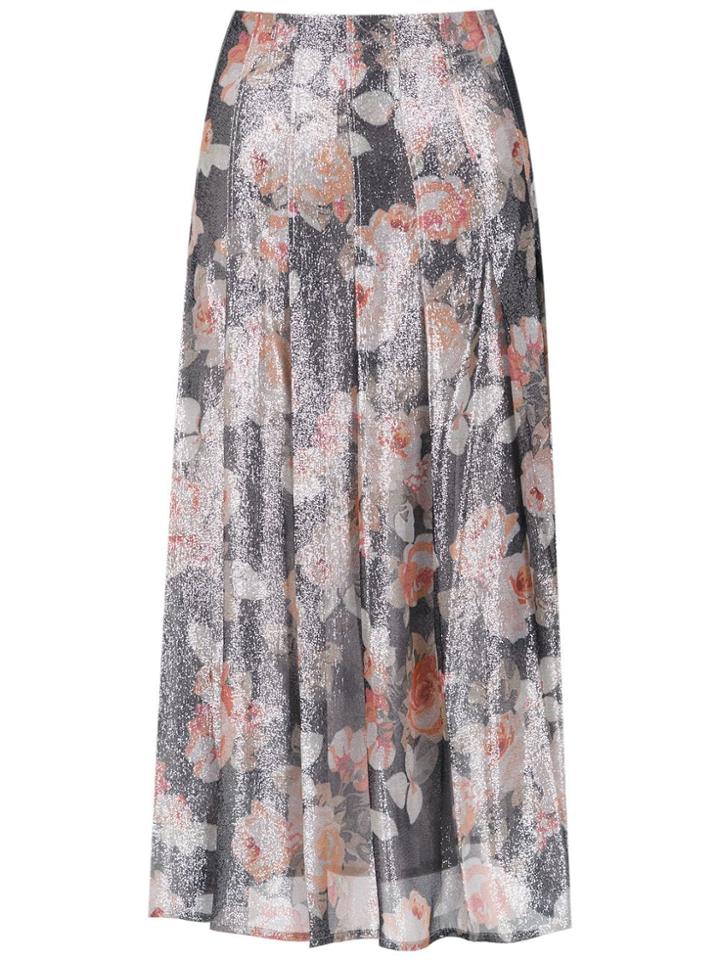 Reinaldo Lourenço Floral Lurex Skirt - Grey