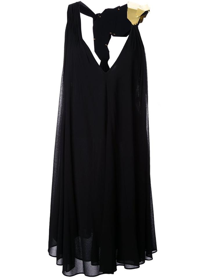 Jay Ahr Gold-tone Detail Racerback Dress, Women's, Size: 38, Black, Rayon