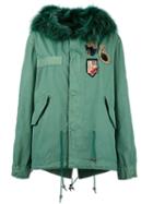 Mr & Mrs Italy Furry Trim Jacket, Women's, Size: Xs, Green, Cotton/racoon Fur/polyester/glass