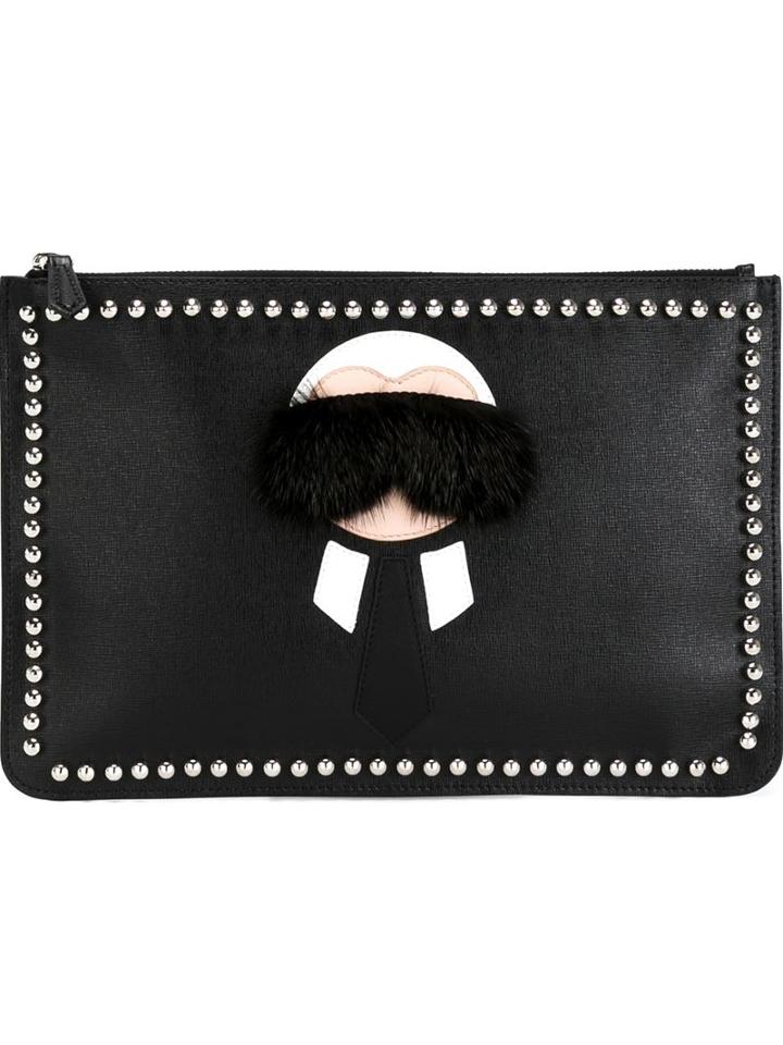 Fendi 'karlito' Clutch, Women's, Black