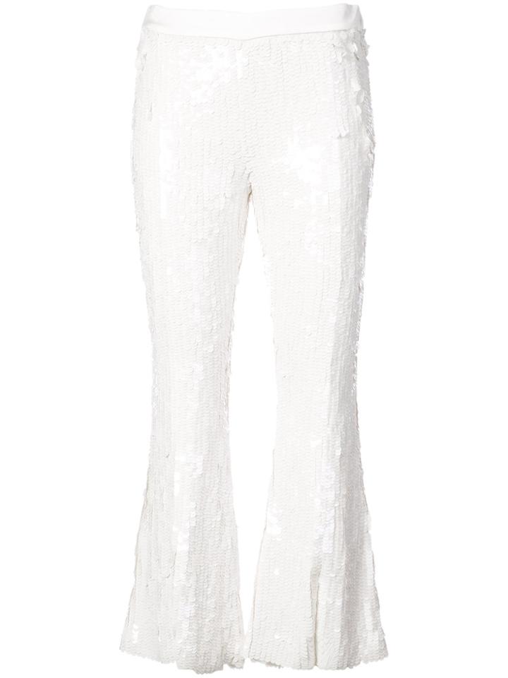 Jeffrey Dodd Cropped Sequin Trousers - White