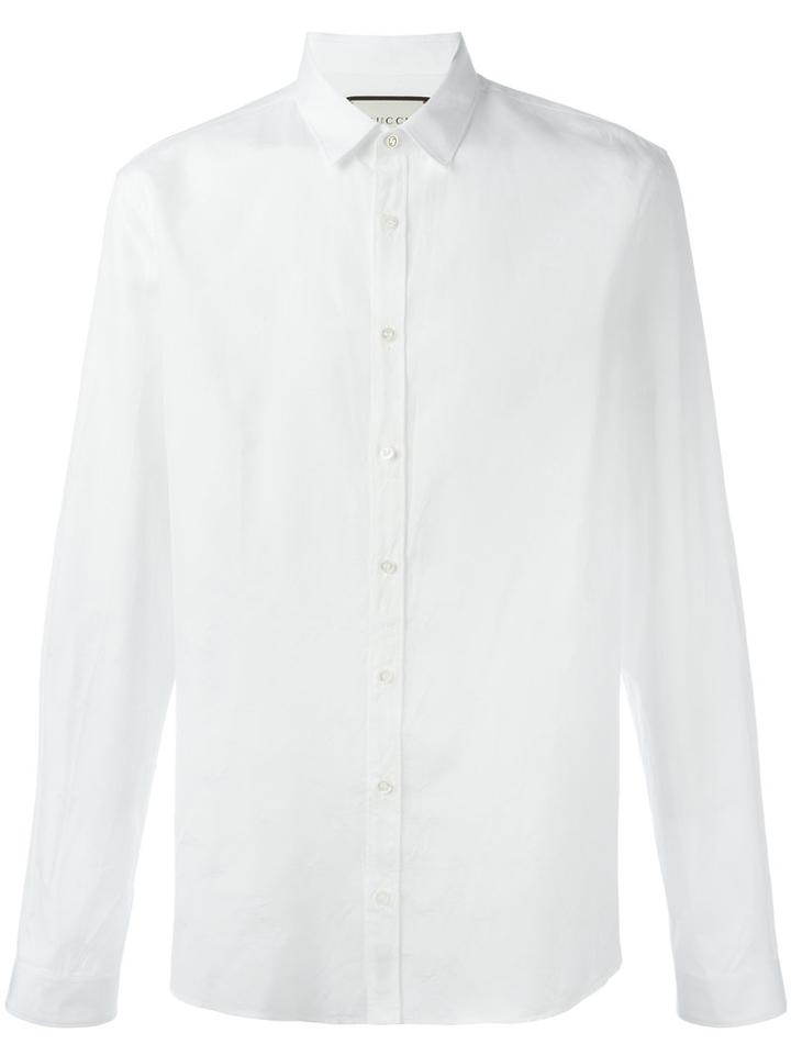 Gucci Classic Long Sleeve Shirt, Men's, Size: 40, White, Cotton