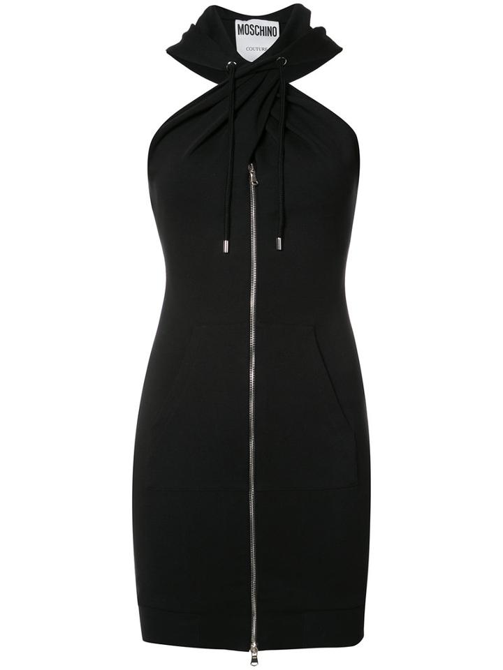 Moschino Twist Front Hoodie Dress, Women's, Size: 40, Black, Cotton/other Fibres