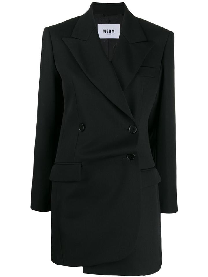 Msgm Long Blazer - Black
