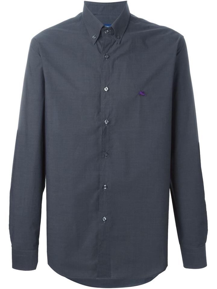 Etro Button Down Shirt, Men's, Size: 39, Grey, Cotton