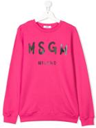Msgm Kids Logo Sweatshirt - Pink & Purple
