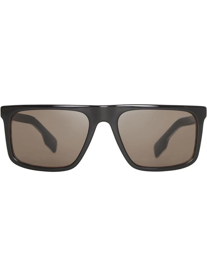 Burberry Eyewear Vintage Check Detail Straight-brow Sunglasses - Black