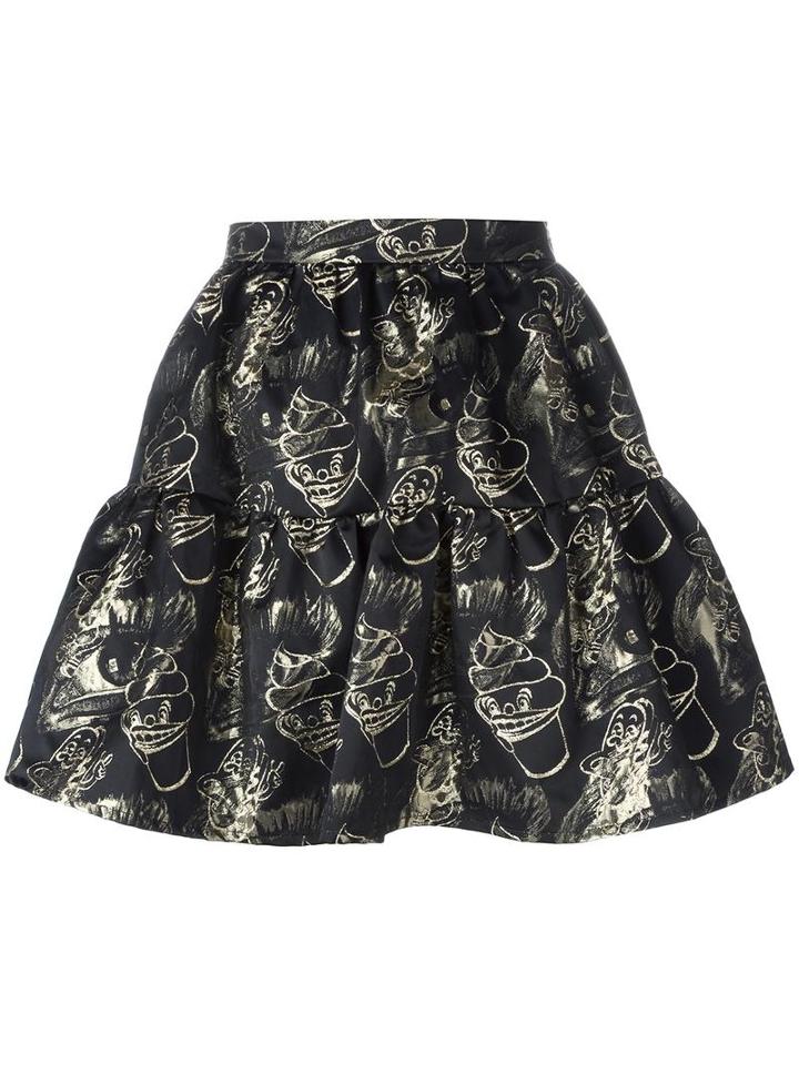 Kenzo Visage Mini Skirt, Women's, Size: 38, Black, Polyester/metallized Polyester