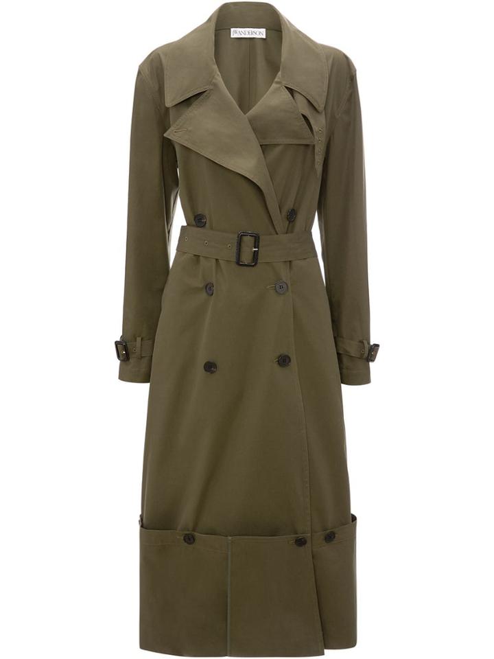 Jw Anderson Fold-up Hem Trench Coat - Green