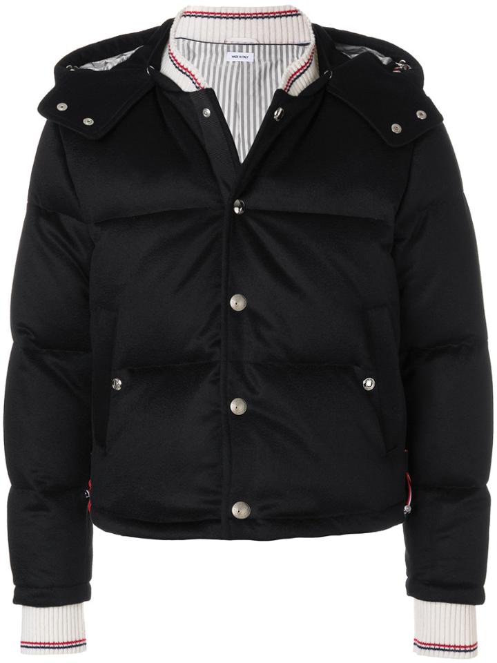 Thom Browne Tonal Grosgrain Down-filled Bomber Jacket - Black