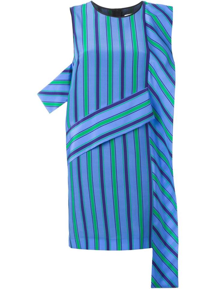 Msgm Sash Detail Striped Dress