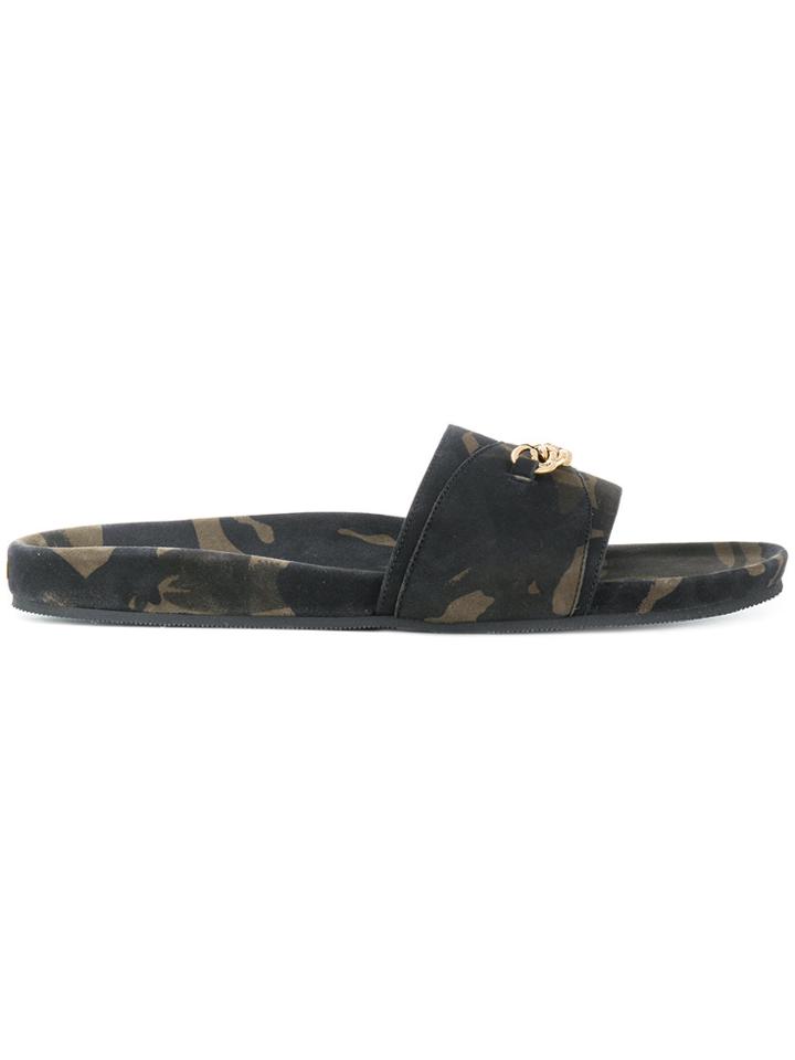 Tom Ford Camouflage Print Sliders - Green