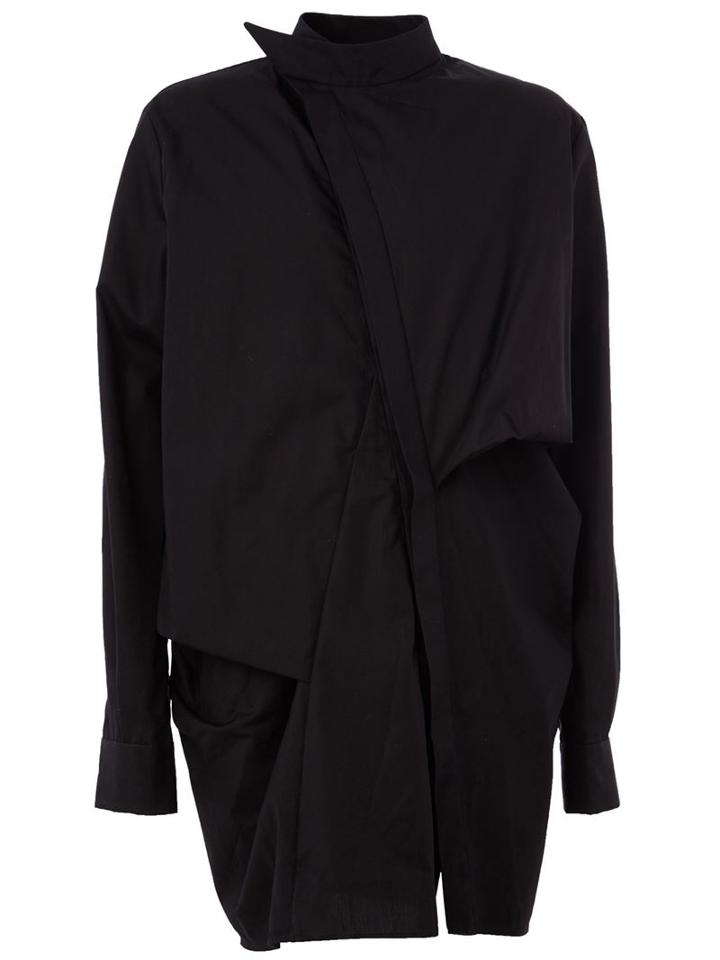 Moohong Off Centre Fastening Shirt, Men's, Size: 50, Black, Cotton