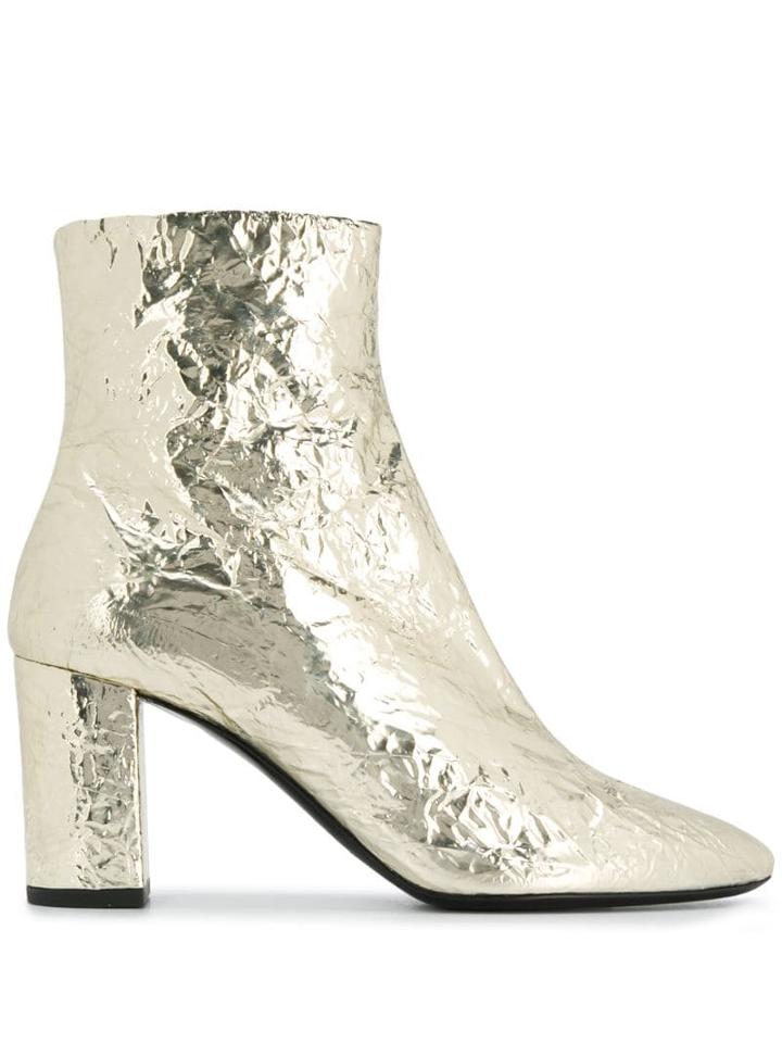 Saint Laurent Platino Ankle Boots - Gold