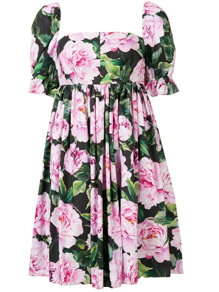 Dolce & Gabbana Peonie Print Dress - Black