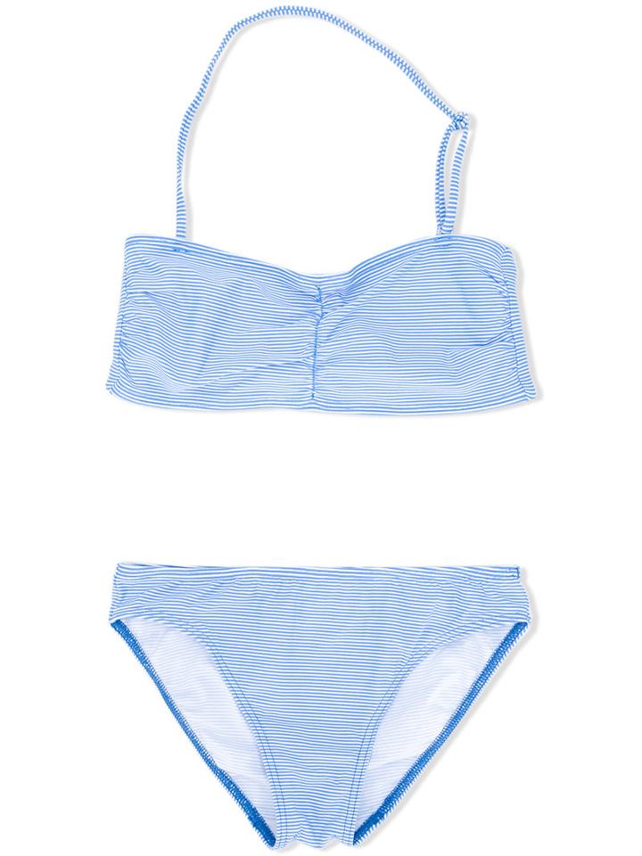Douuod Kids - Striped Bikini Set - Kids - Polyamide/spandex/elastane - 14 Yrs, Blue