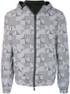 Emporio Armani Stripe Check Print Rain Jacket - White