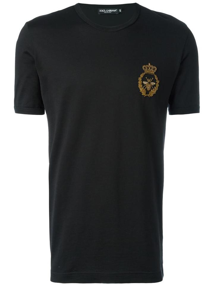 Dolce & Gabbana Bee And Crown T-shirt, Men's, Size: 54, Black, Cotton/brass/viscose/silk