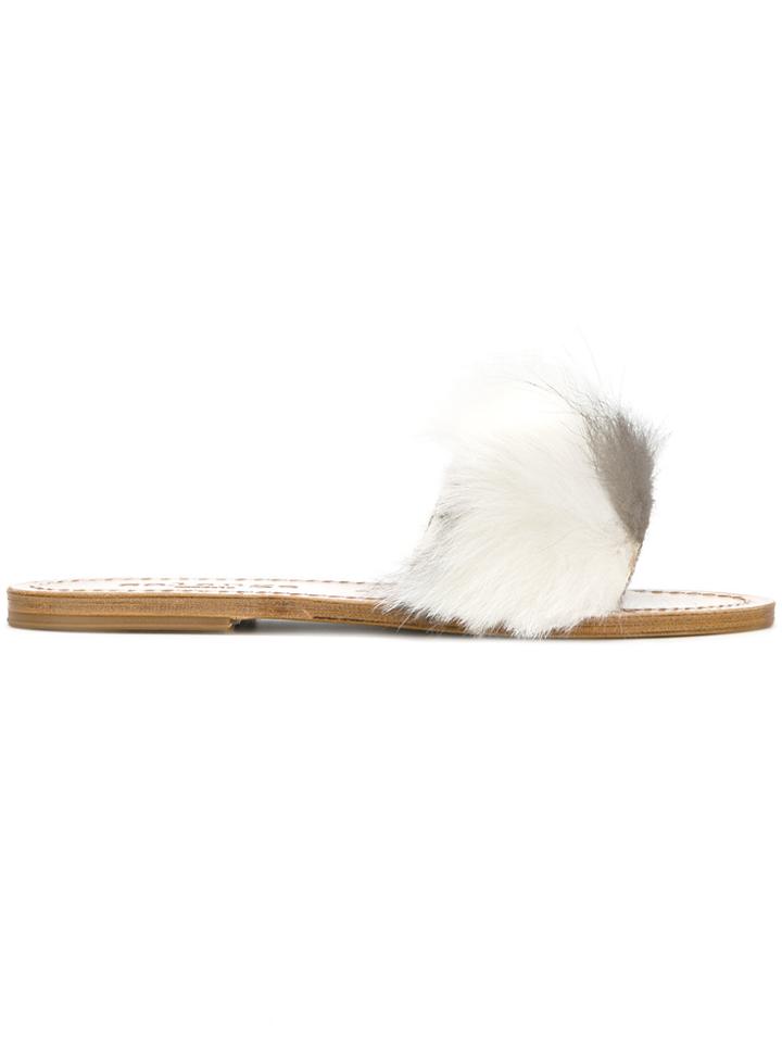 Solange Fur Detail Sandals - White
