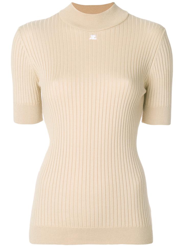 Courrèges Ribbed Knitted Top - Nude & Neutrals