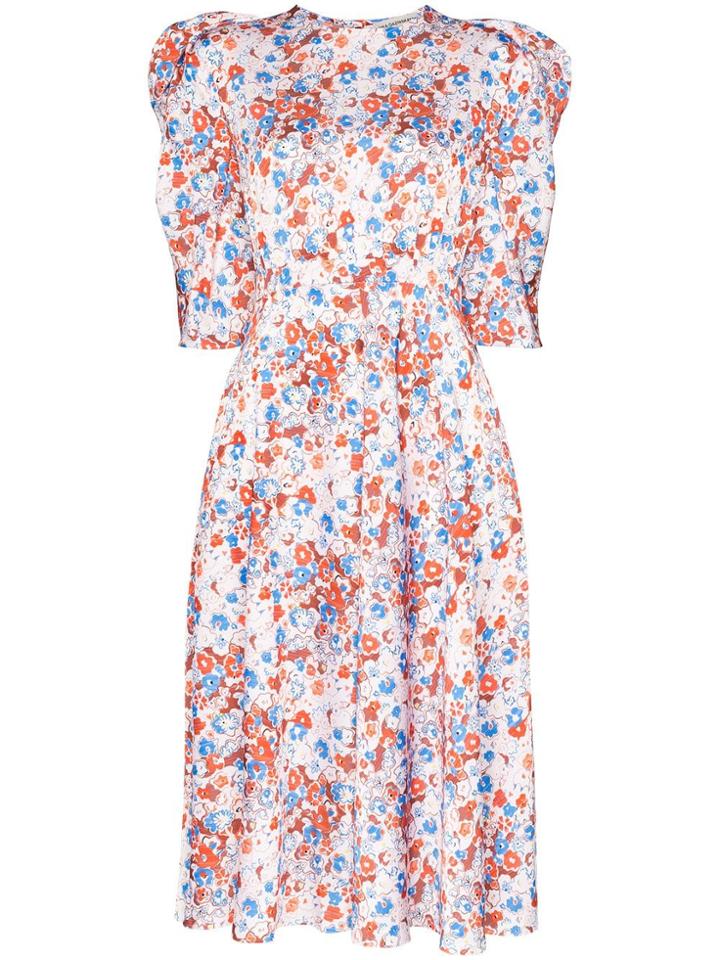 Vika Gazinskaya Floral Print Puff Shoulder Midi Dress - Multicoloured