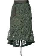 Sacai - Hi-low Key Lace Skirt - Women - Cotton/nylon/cupro/rayon - 2, Green, Cotton/nylon/cupro/rayon