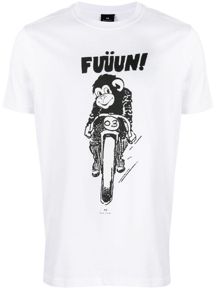 Ps Paul Smith Motorcycle Monkey Print T-shirt - White