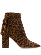 Aquazzura Leopard Ankle Boots - Brown