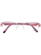 Cazal Enamelled Rectangle Frame Glasses - Red