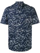 Michael Kors - Printed Short Sleeve Shirt - Men - Cotton - S, Blue, Cotton